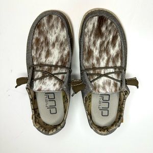 CUSTOM COWHIDE GENUINE HEY DUDES!